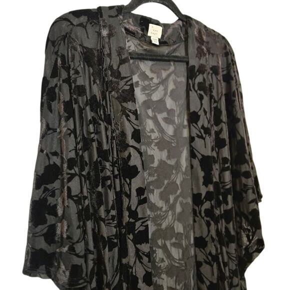 Velvet Burnout Kimono Topper Women Size OSFM Black Whimsigoth Romantic - Picture 4 of 6
